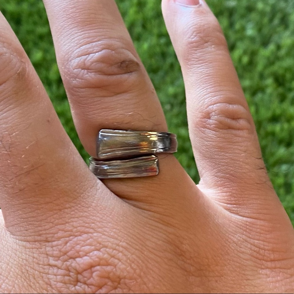 Size 9 handmade bent spoon ring